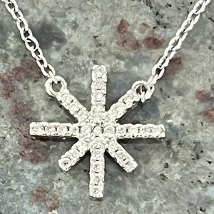925 Silver CZ Starbust Adjustable necklace